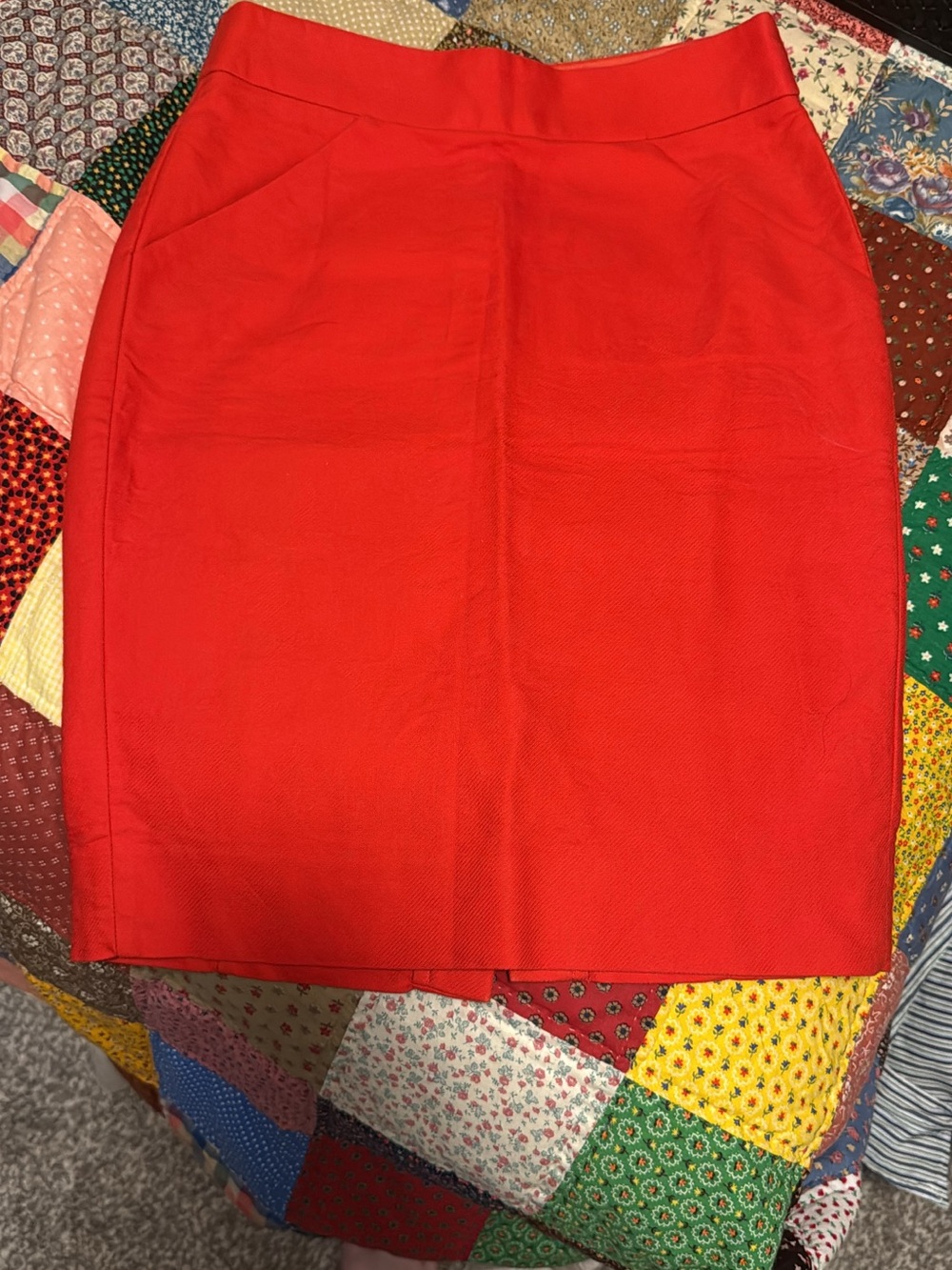 J. Crew Red Pencil Skirt with Tailored Waist
